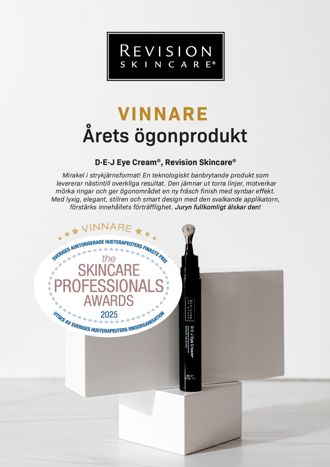A4-skylt Revision Skincare D E J Eye Cream SHR-Award