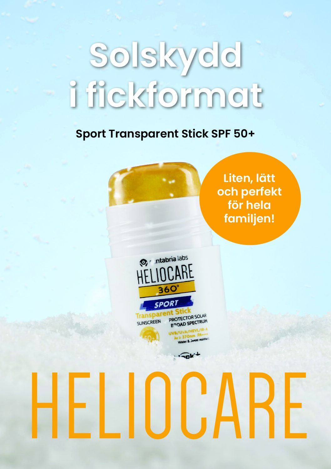 A4-skylt Heliocare Sport Transparent Stick