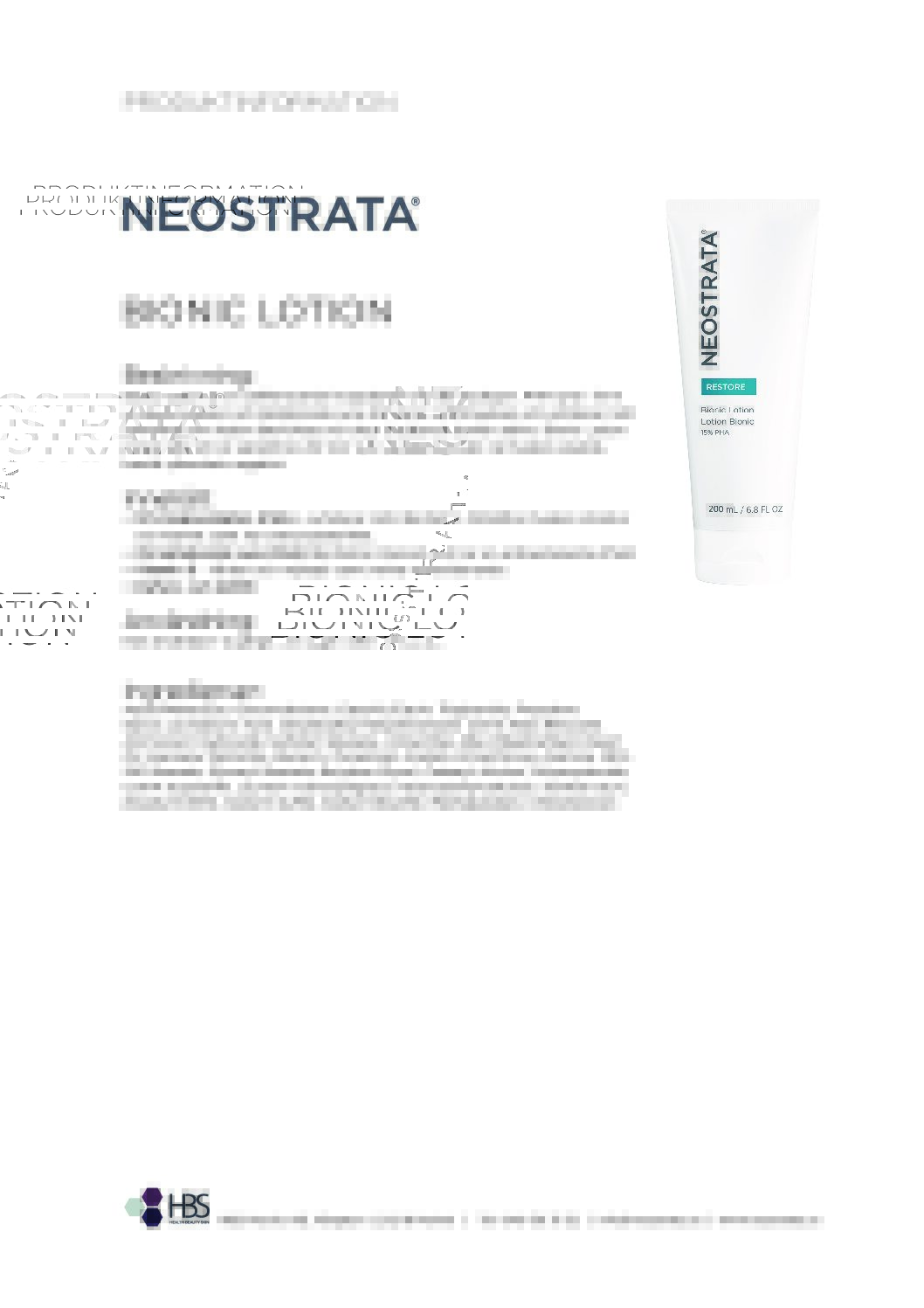 Produktblad NEOSTRATA Bionic Lotion