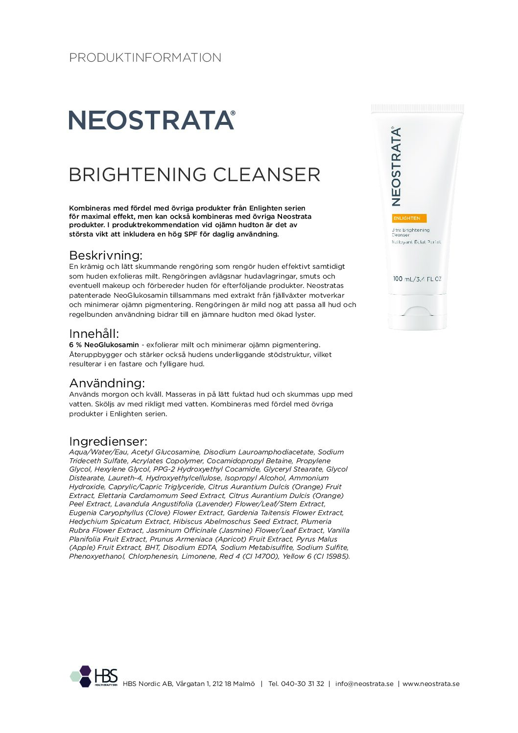 Produktblad NEOSTRATA Ultra Brightening Cleanser