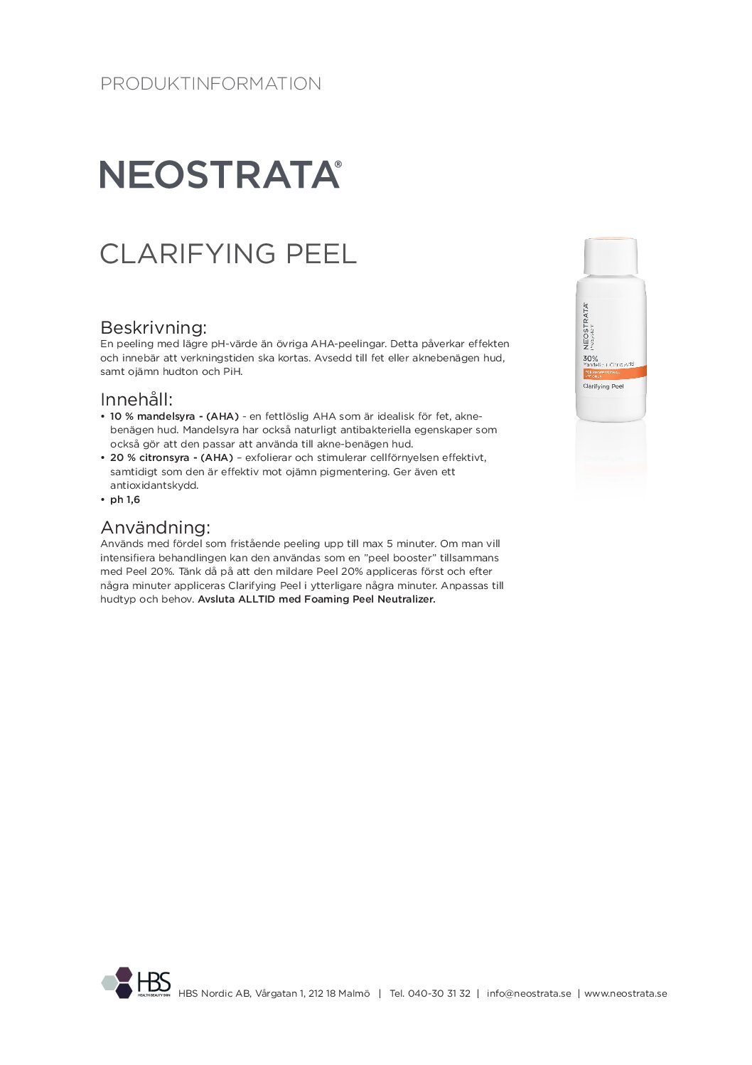 Produktblad NEOSTRATA Clarifying Peel