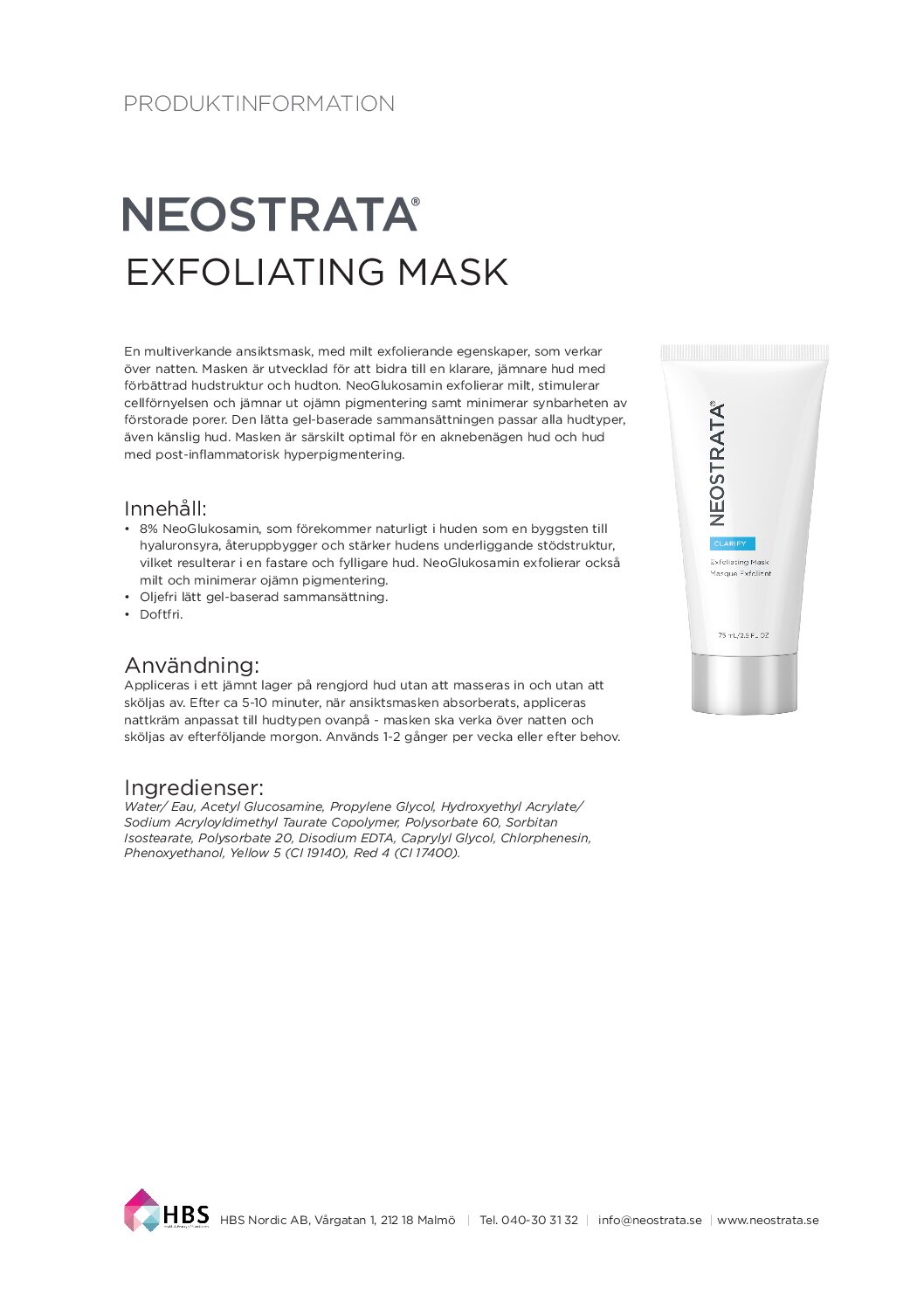 Produktblad NEOSTRATA Exfoliating Mask