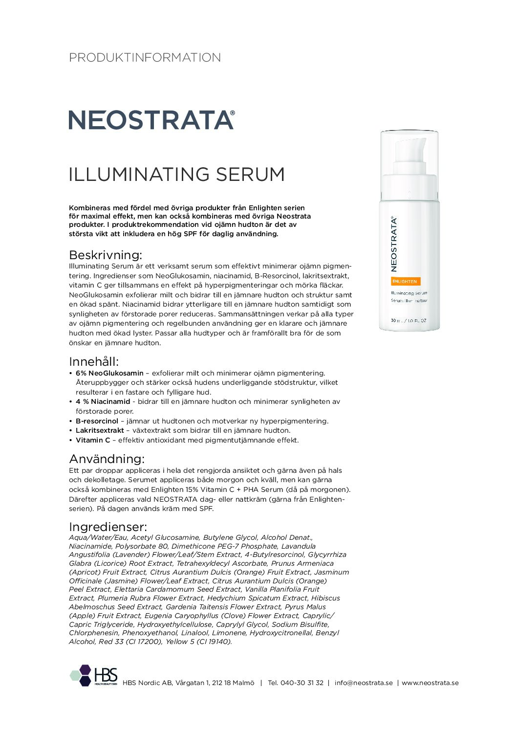 Produktblad NEOSTRATA Illuminating serum