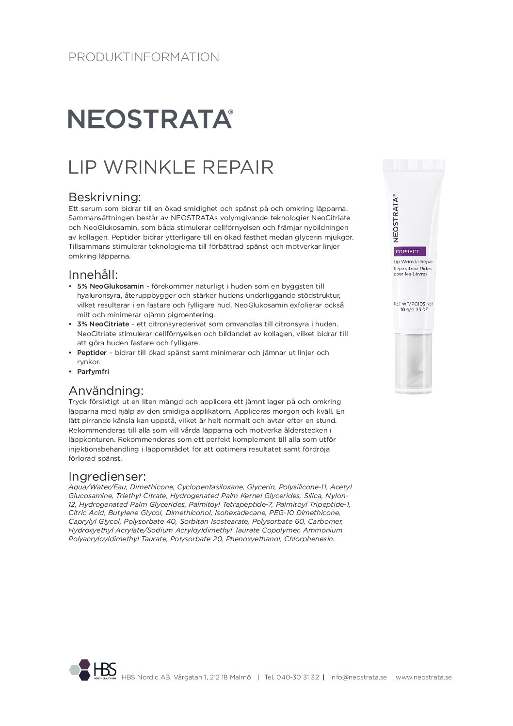 Produktblad NEOSTRATA Lip Wrinkle Repair