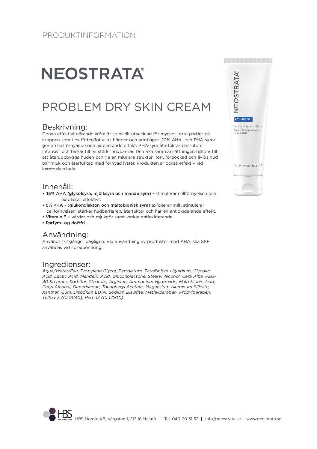 Produktblad NEOSTRATA Problem Dry Skin Cream