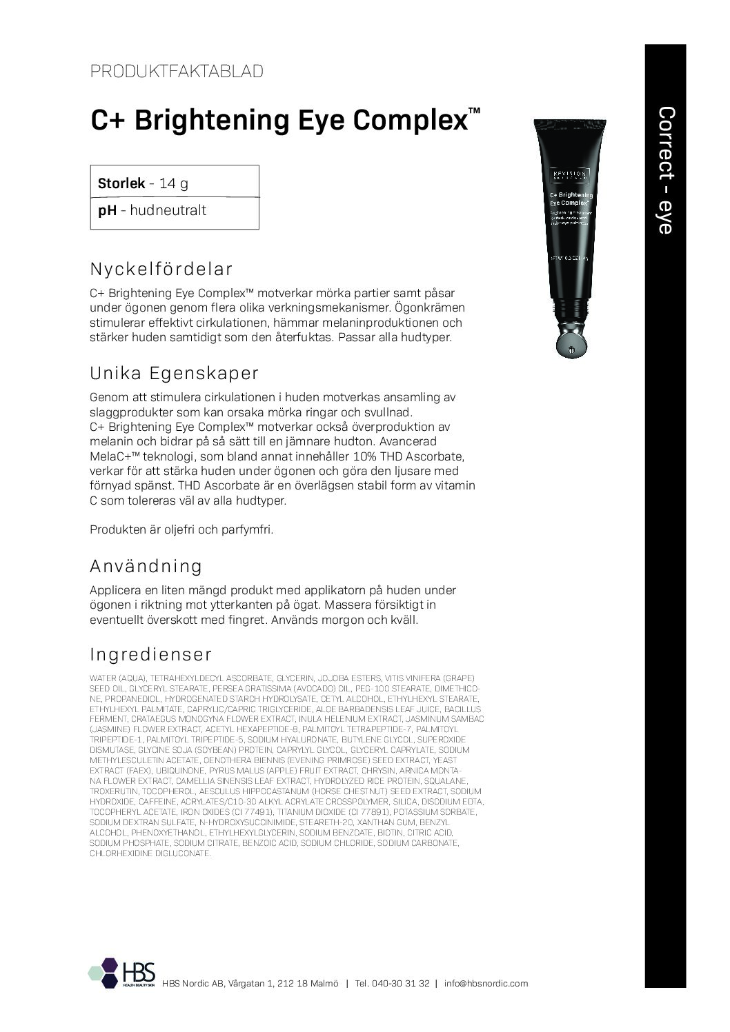 Produktblad Revision Skincare C+ Brightening Eye Complex