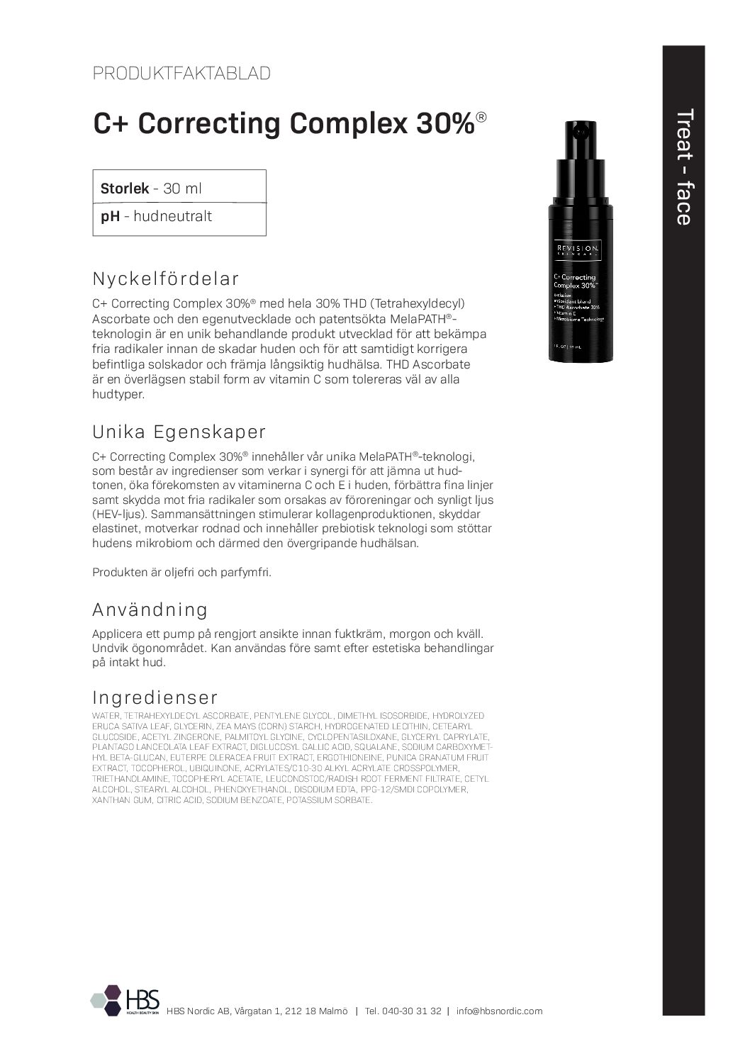 Produktblad Revision Skincare C+ Correcting Complex 30%