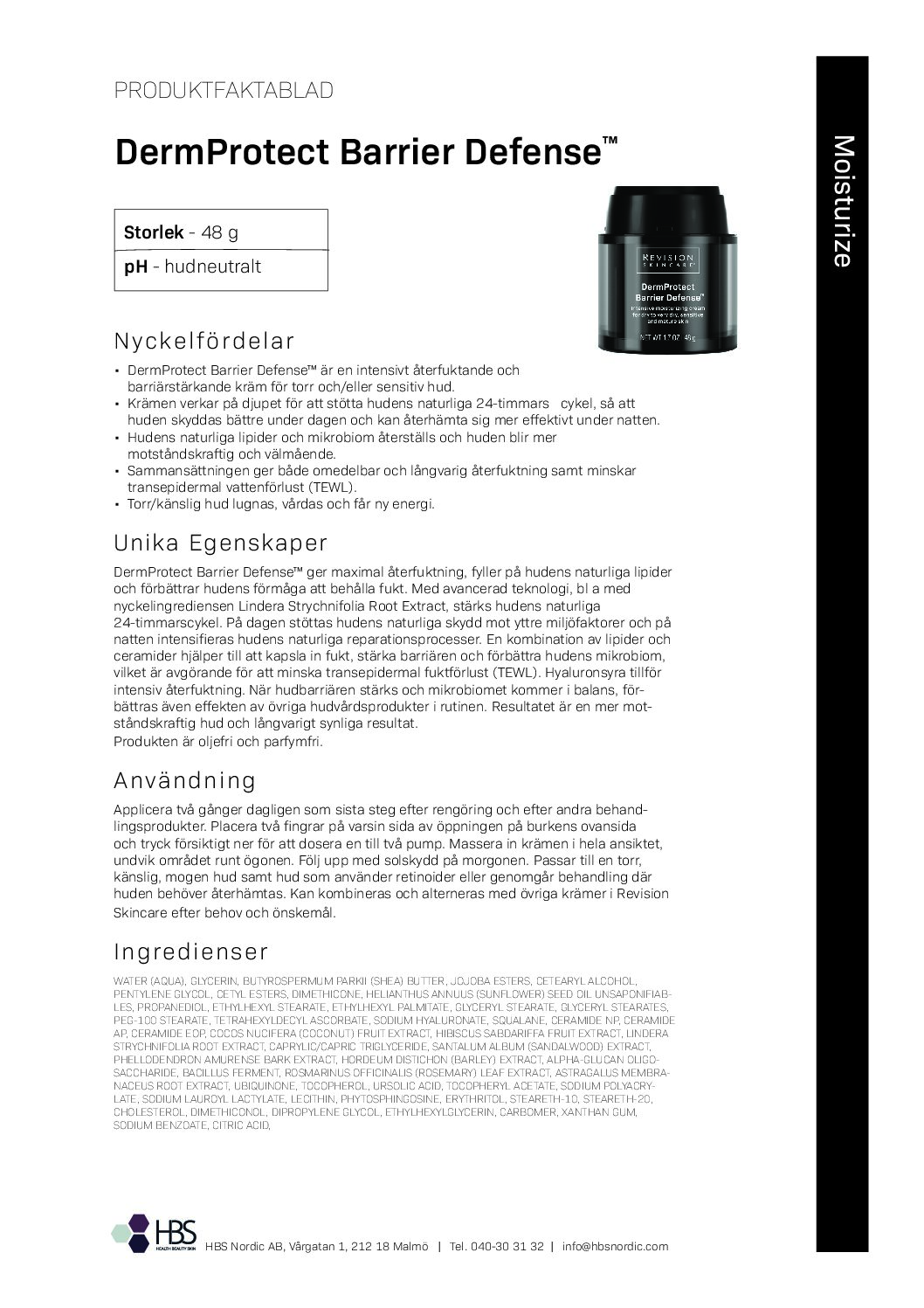 Produktblad Revision Skincare DermProtect Barrier Defense