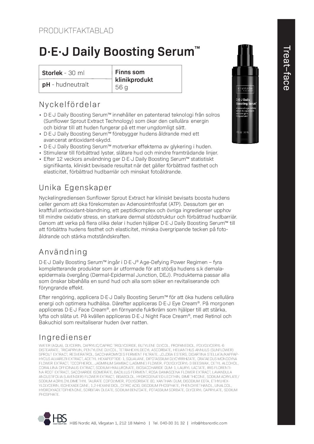 Produktblad Revision Skincare D·E·J Daily Boosting Serum™