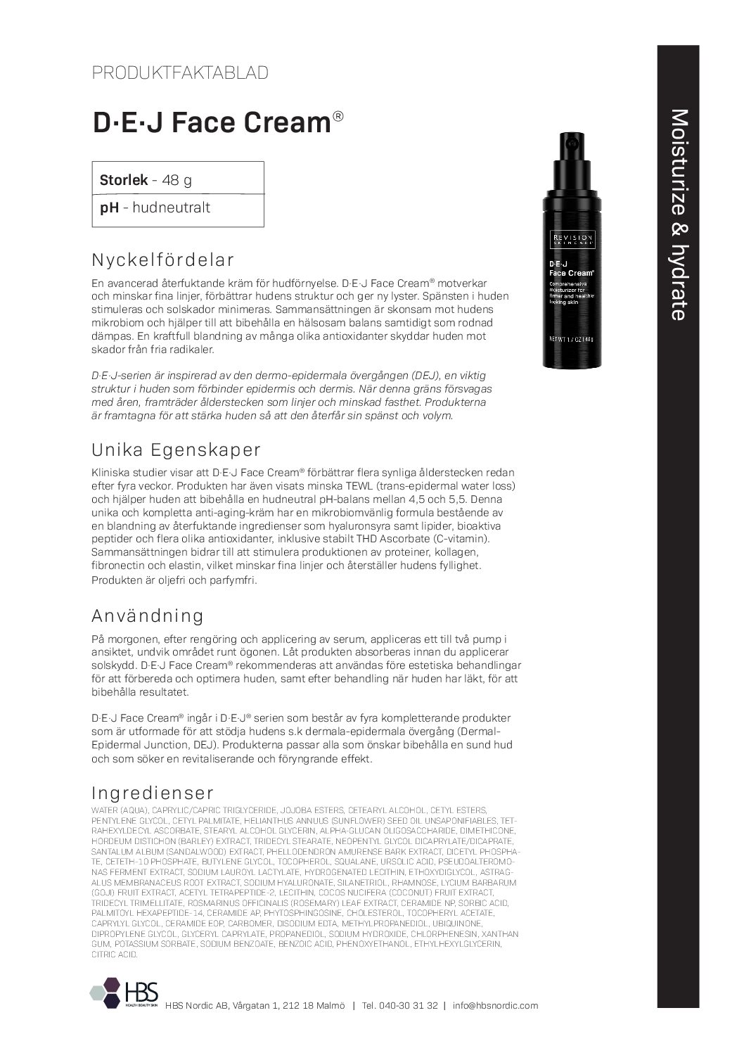Produktblad Revision Skincare D·E·J Face Cream