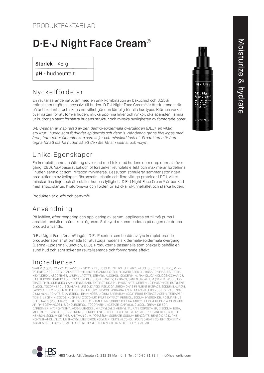 Produktblad Revision Skincare D·E·J Night Face Cream