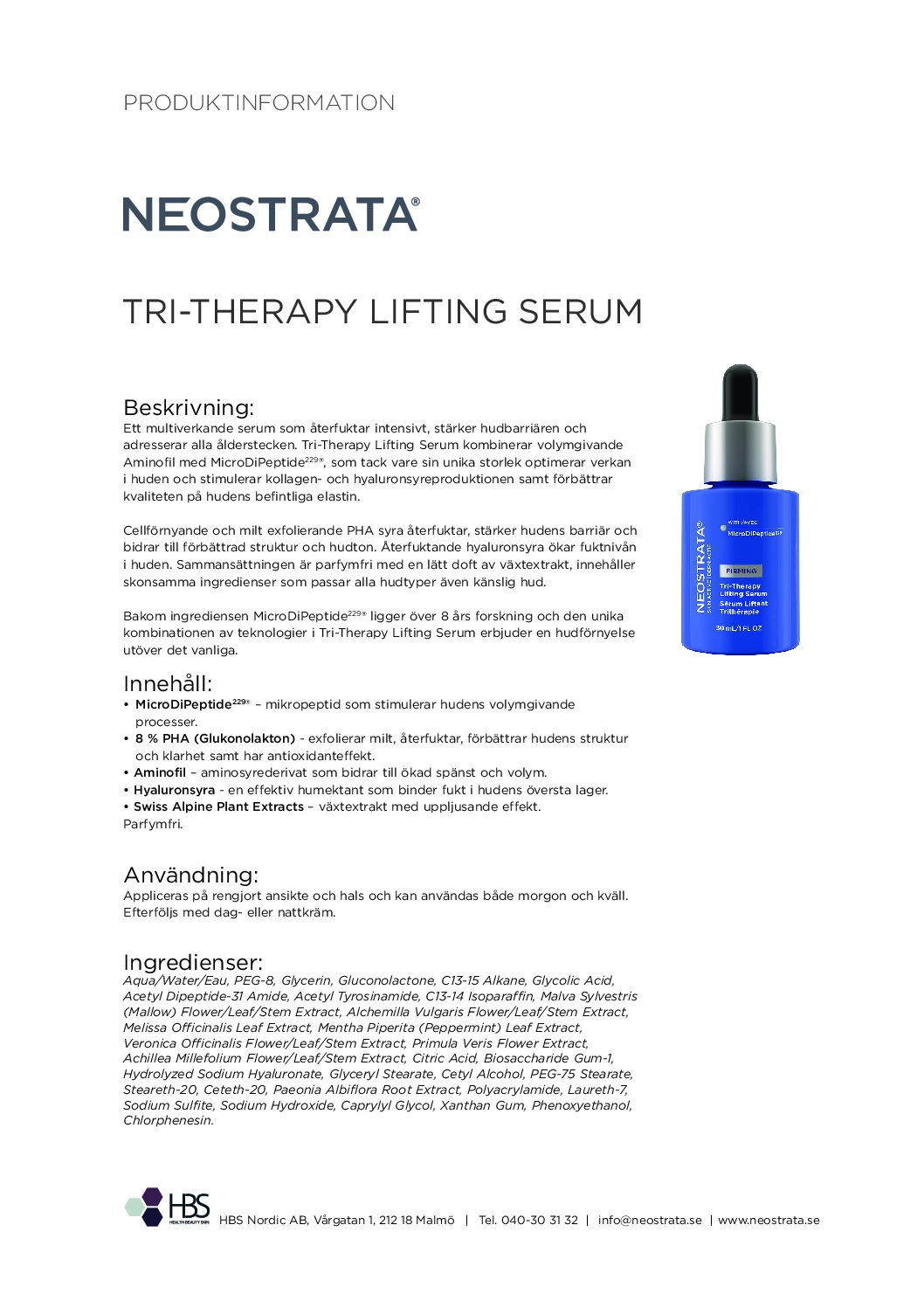 Produktblad NEOSTRATA Tri Therapy Lifting Serum