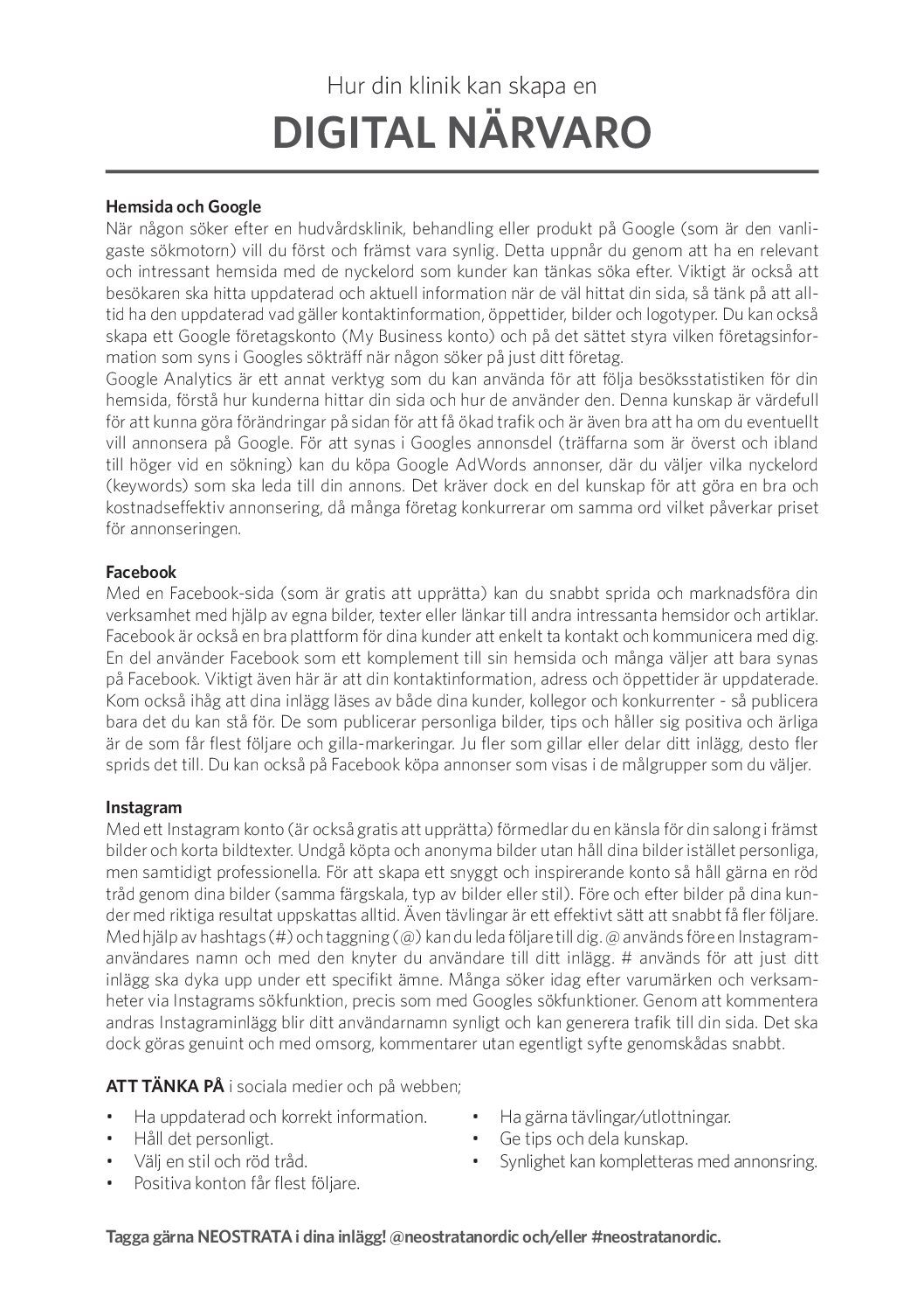 Guide digital närvaro (Hemsida, Google, Facebook och Instagram)