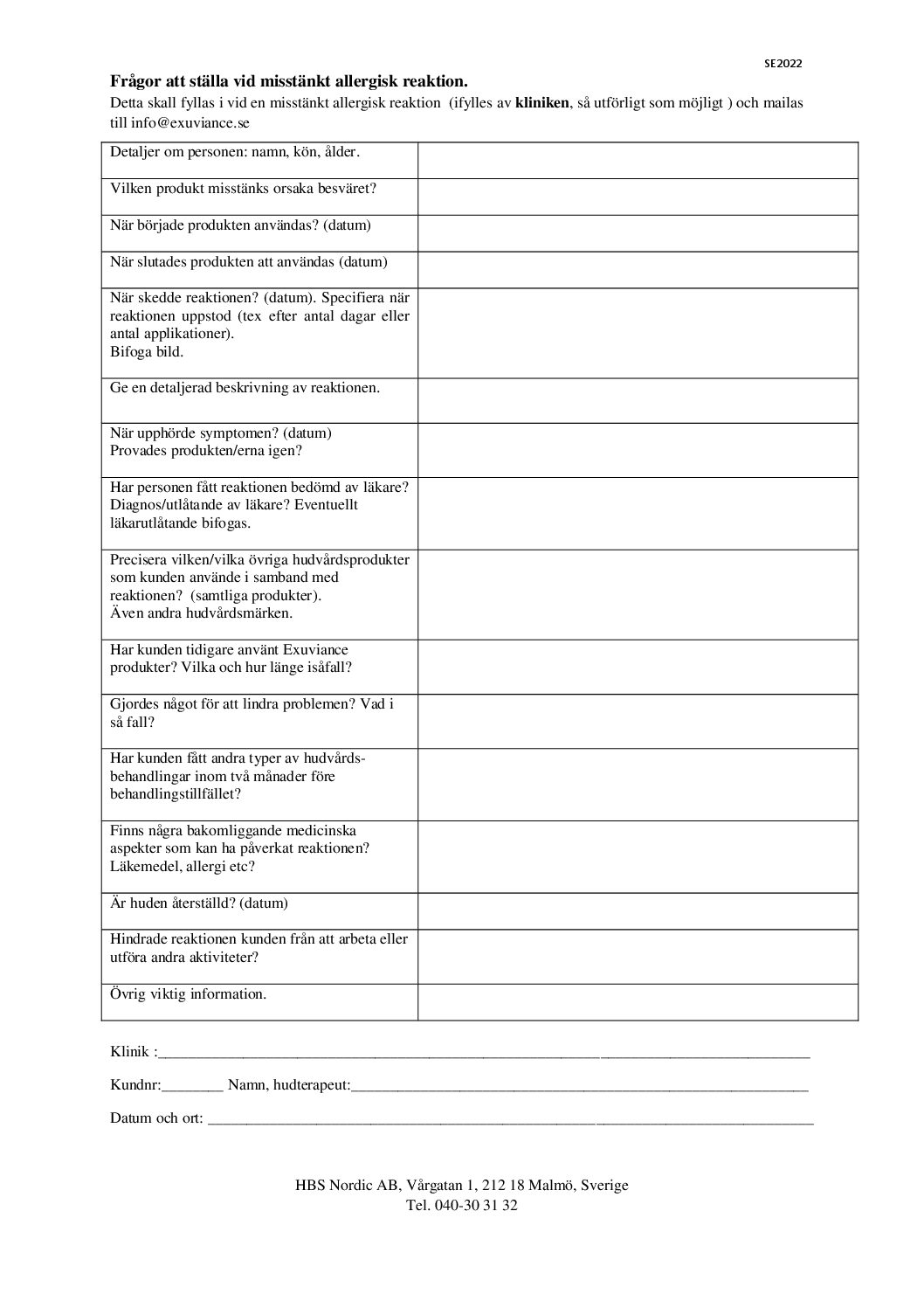 NEOSTRATA frågor att ställa vid misstänkt allergisk reaktion