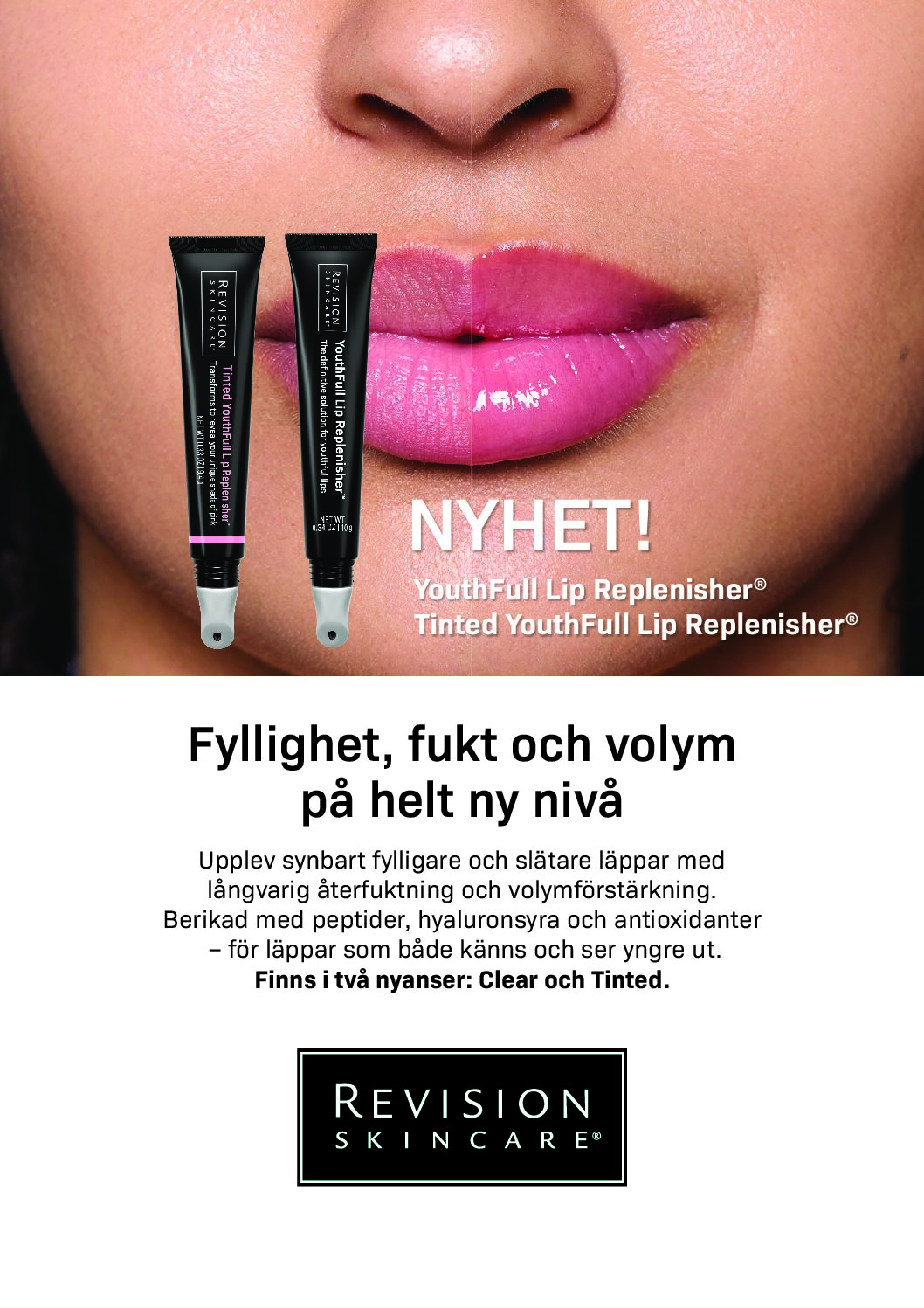 A4-skylt Revision Skincare YouthFull Lip Replenisher