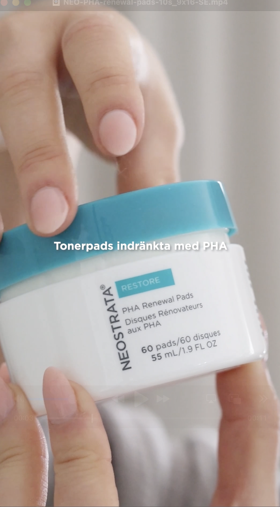 Video till sociala medier NEOSTRATA PHA Renewal Pads (svensk text)