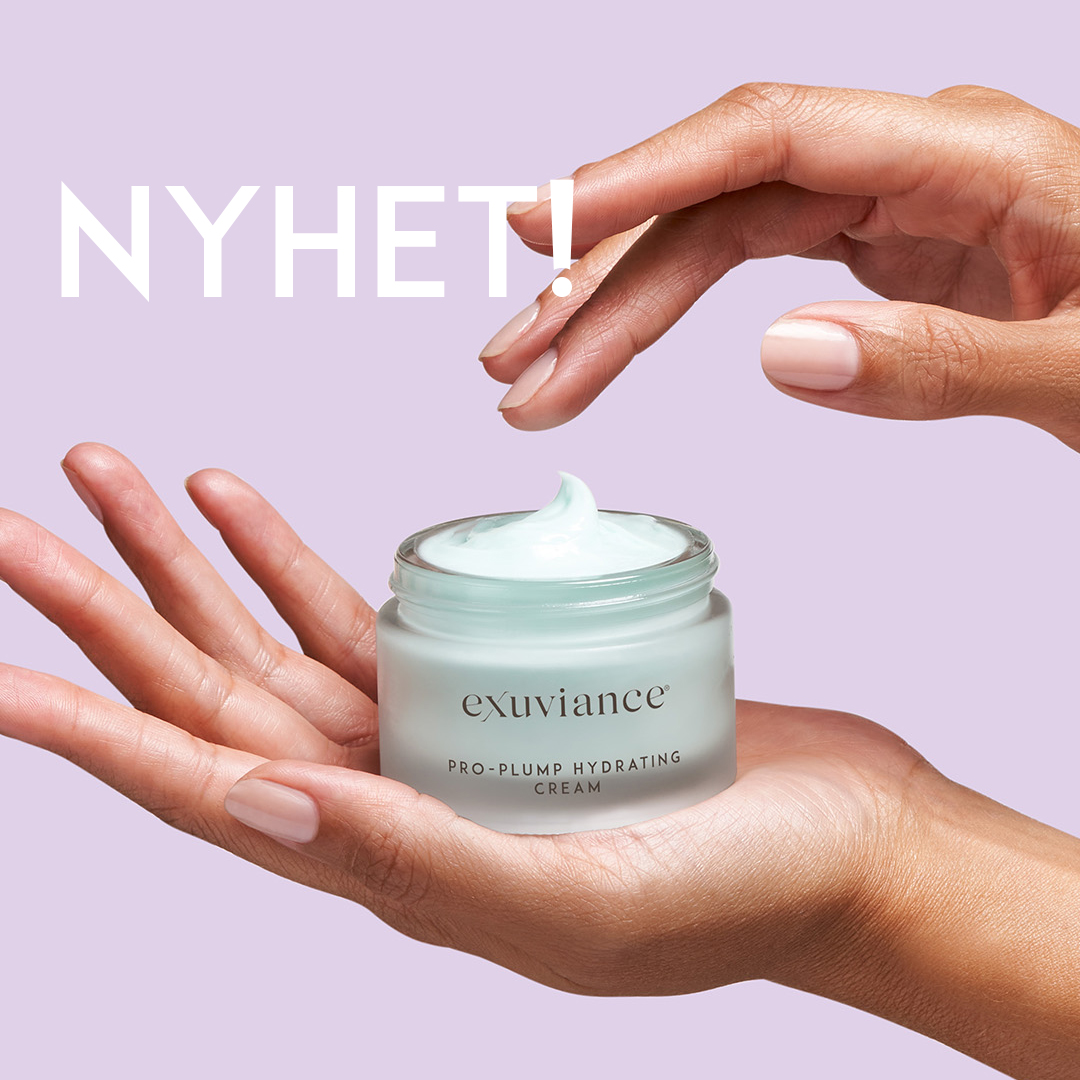 Bild till sociala medier Exuviance Pro-Plump Hydrating Cream händer NYHET fyrkantig