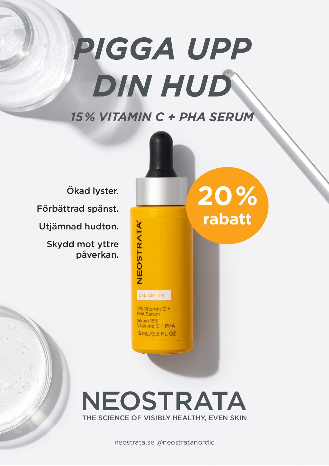 A4-skylt NEOSTRATA C vitamin + PHA kampanj