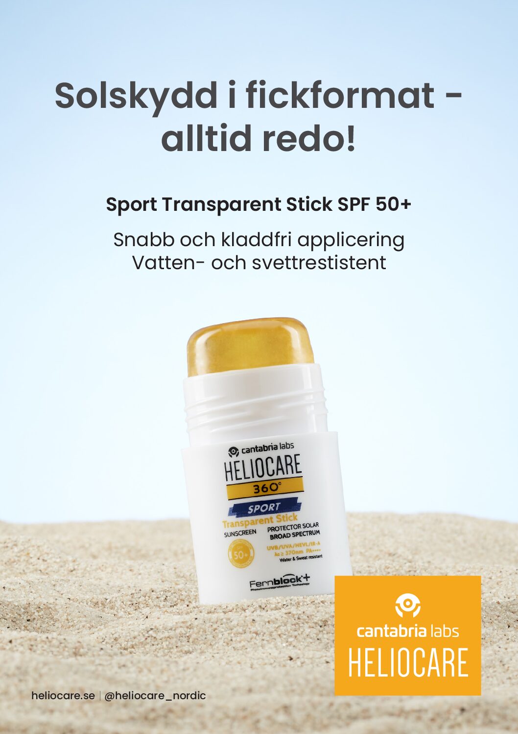 A4-skylt Heliocare Sport Transparent Stick